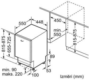 Įmontuojama indaplovė Bosch SPV2IKX10E 45 cm