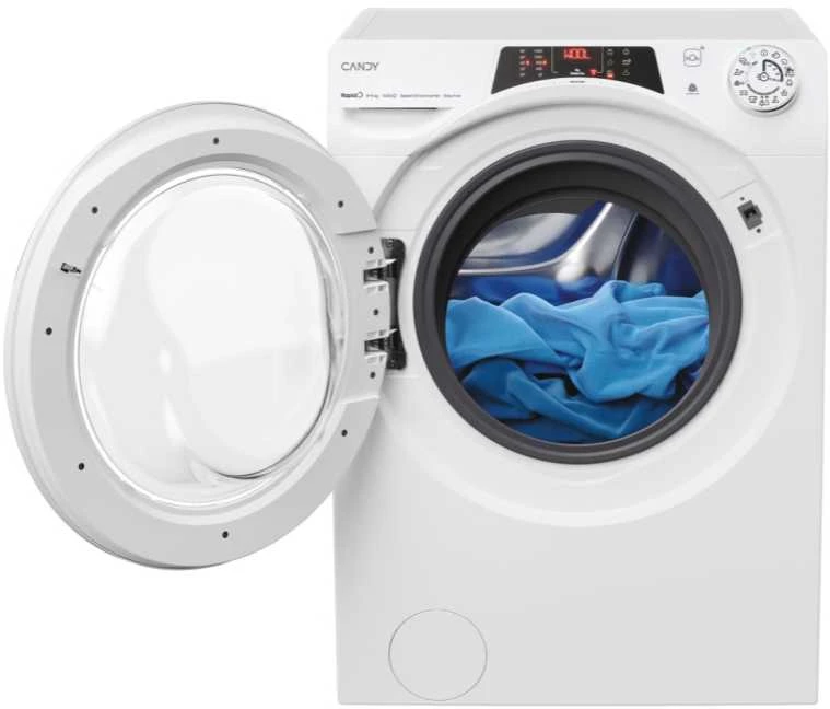 Candy Skalbimo mašina with Dryer | ROW 4854DWMT/1-S | Energy efficiency class A/D | Front loading | Skalbimo talpa 8kg | 1400 RPM | Gylis 53 cm | Plotis 60 cm | Ekranas | TFT | Drying system | Drying capacity 5kg | Steam function | Wi-Fi | Baltas