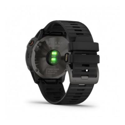 Išmanusis laikrodis Garmin fenix 6X Pro Solar Edition, Titaninis DLC  korpusas, Pilkos spalvos su juodos spalvos silikoniniu dirželiu | Varle.lt