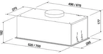 Gartraukis ELEYUS HOOD ATR L 14 200 70 BL Built under Juodas 70 cm 424 m3/h