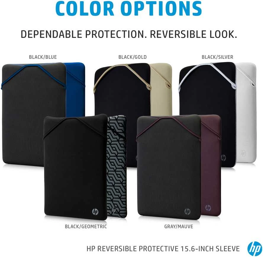 Hewlett Packard (HP) HP 15.6 Reversible Sleeve - Juodas, Sidabrinis