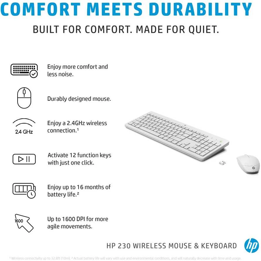 Hewlett Packard (HP) HP 230 Wireless Pelė Klaviatūra Combo - Baltas - US ENG