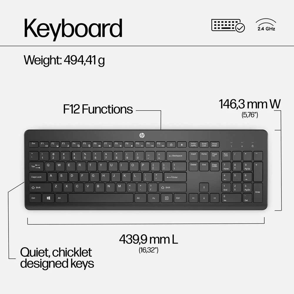 Hewlett Packard (HP) HP 230 Wireless Pelė Klaviatūra Combo - Baltas - US ENG