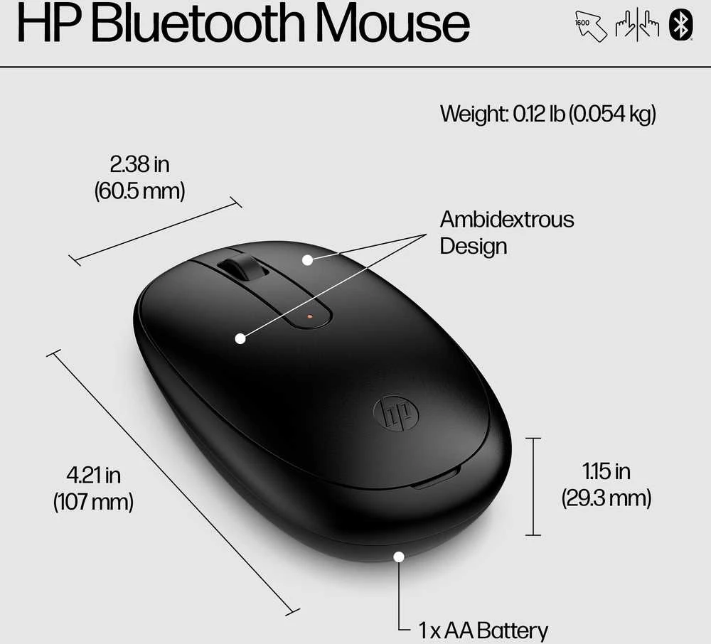 Hewlett Packard (HP) HP 245 Wireless Bluetooth Pelė – Juodas, Left handed