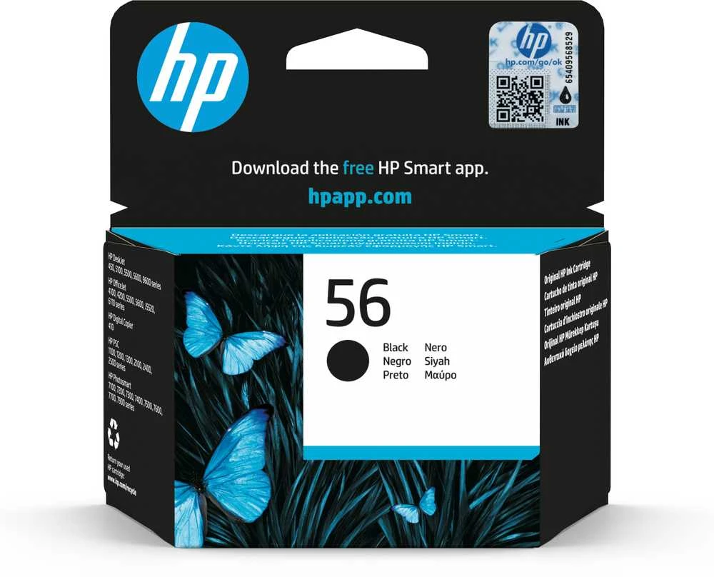 Hewlett Packard (HP) HP 56 Juodas rašalo kasetė, 450 puslapių, skirta HP DeskJet 450, 5652, 5150, 5850, 7150, Officejet 6110
