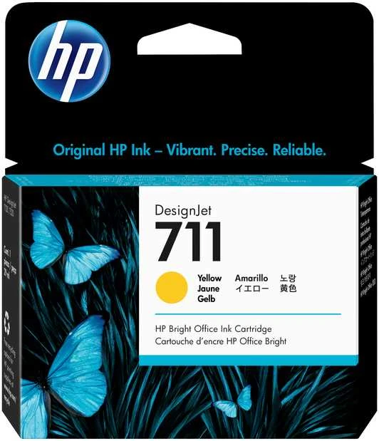 Hewlett Packard (HP) HP 711 Geltona rašalo kasetė, 29 ml, skirta HP DesignJet T120, T520