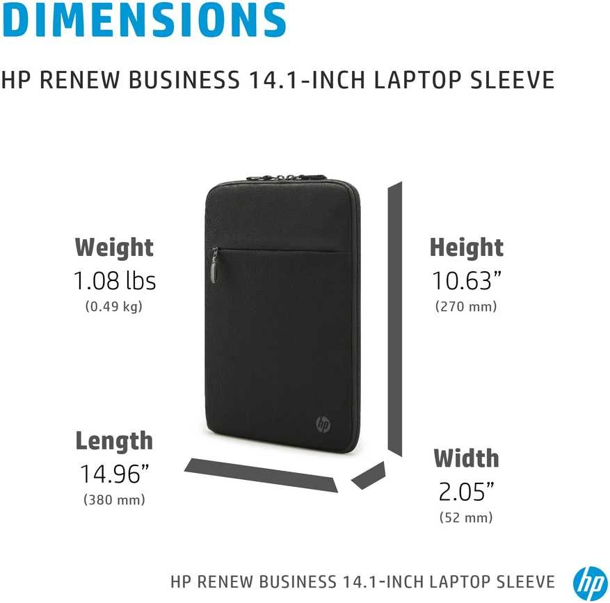 Hewlett Packard (HP) HP Business 14.1 Nešiojamas kompiuteris Sleeve, RFID & Bluetooth tracker Pocket, Sanitizable - Juodas (Atnaujinta)
