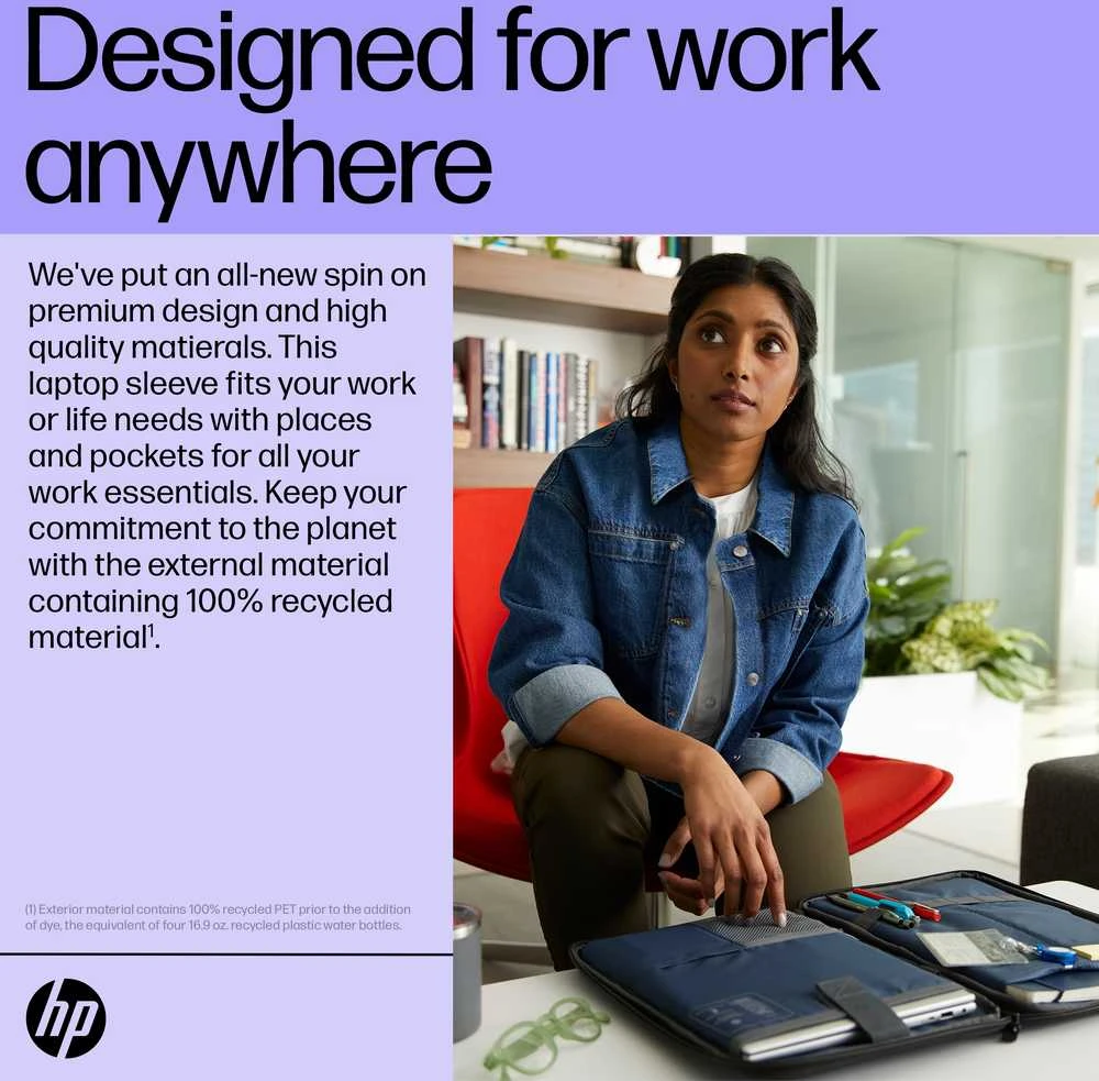 Hewlett Packard (HP) HP „Executive“ 14 colių nešiojamojo kompiuterio dėklas, atsparus vandeniui, su kišene „Bluetooth“ sekikliui – juodas, pilkas