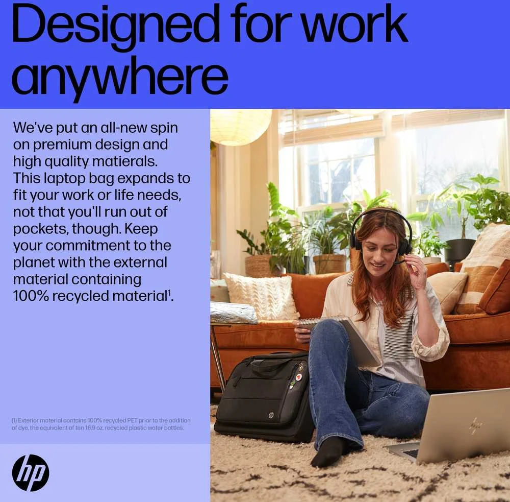 Hewlett Packard (HP) HP Executive 16 Top Load, Vanduo Resistant, Išplečiamas, RFID & Bluetooth tracker Pocket, Kabelio perėjimo USB-C prievadas - Juodas, Pilkas
