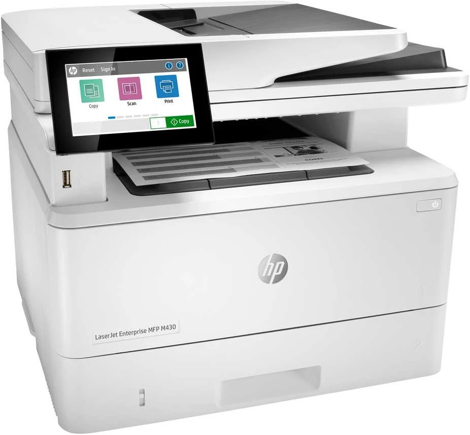 Hewlett Packard (HP) HP LaserJet Enterprise MFP M430f AIO All-in-One Spausdintuvas - A4 Mono lazerinis, Spausdinti/Kopijuoti/Dual-Side Scan/Faksas, Automatinis dokumentų tiektuvas, Auto-Duplex, LAN, 38ppm, 900-4800 pages per mėnuo (pakeičia M521f / M521dn)