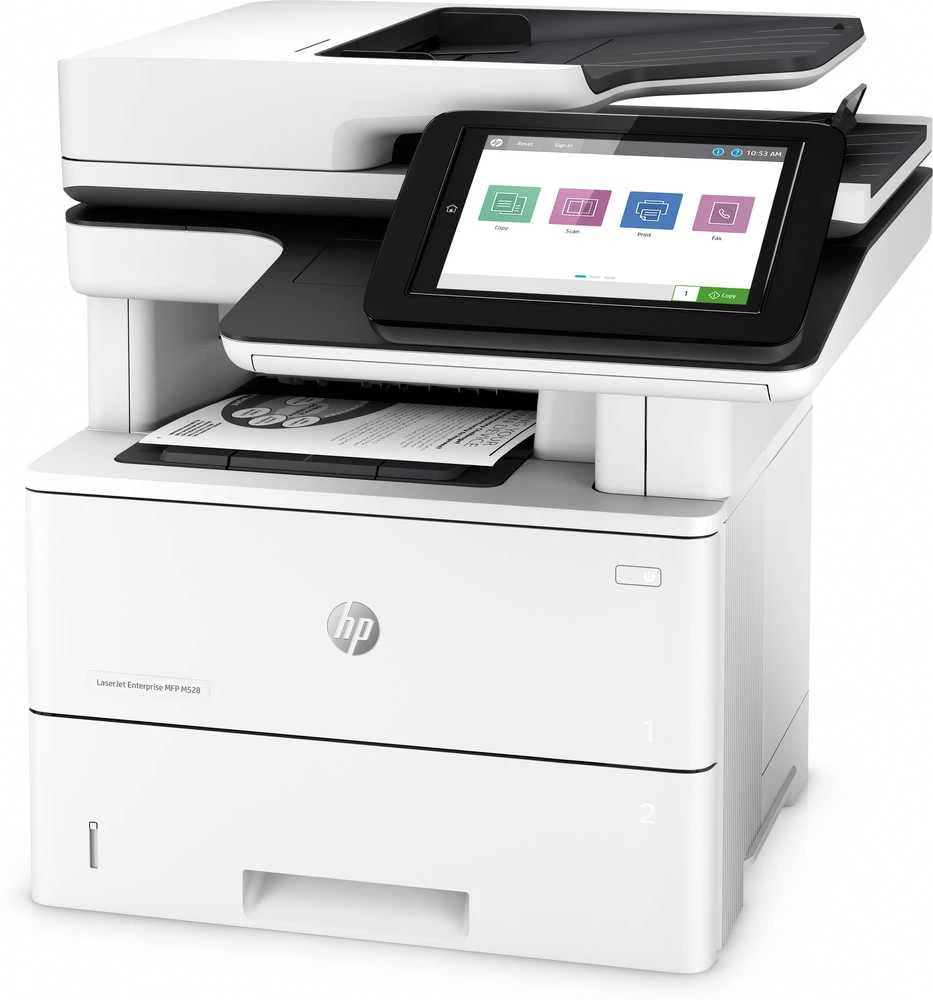 Hewlett Packard (HP) HP LaserJet Enterprise MFP M528dn AIO All-in-One Spausdintuvas - A4 Mono lazerinis, Spausdinimas/Kopijavimas/Dual-Side Scan/Faksas pasirinktinai, Automatinis dokumentų tiektuvas, Auto-Duplex, LAN, 43ppm, 2000-7500 pages per mėnesį (pakeičia M527dn)