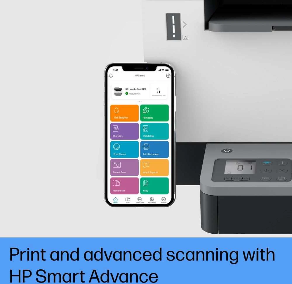 Hewlett Packard (HP) HP LaserJet Tank 2604sdw AIO All-in-One Spausdintuvas - A4 Mono lazerinis, Spausdinti/Kopijuoti/Dual-Side Scan, Automatinis dokumentų tiektuvas, Auto-Duplex, LAN, Wifi, 22ppm, 250-2500 puslapių per mėnesį (pakeičia Neverstop)