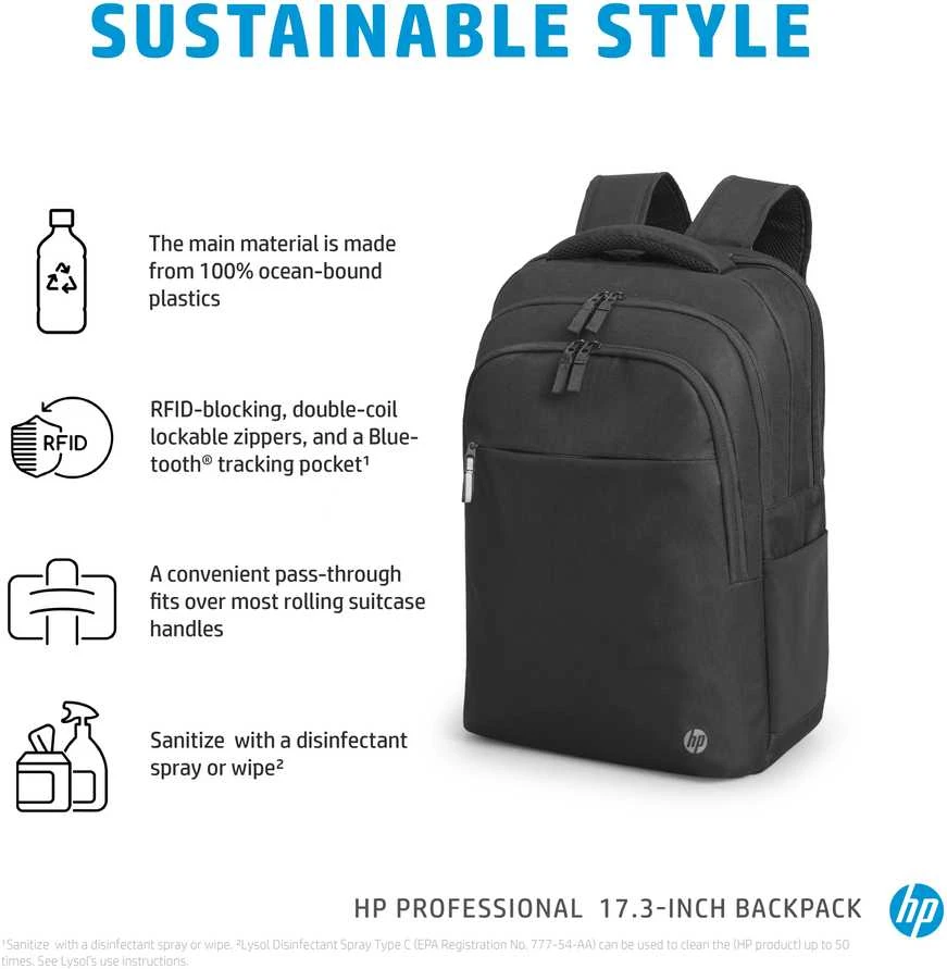 Hewlett Packard (HP) HP Professional 17.3 kuprinė su RFID/Bluetooth sekiklio kišene – juoda