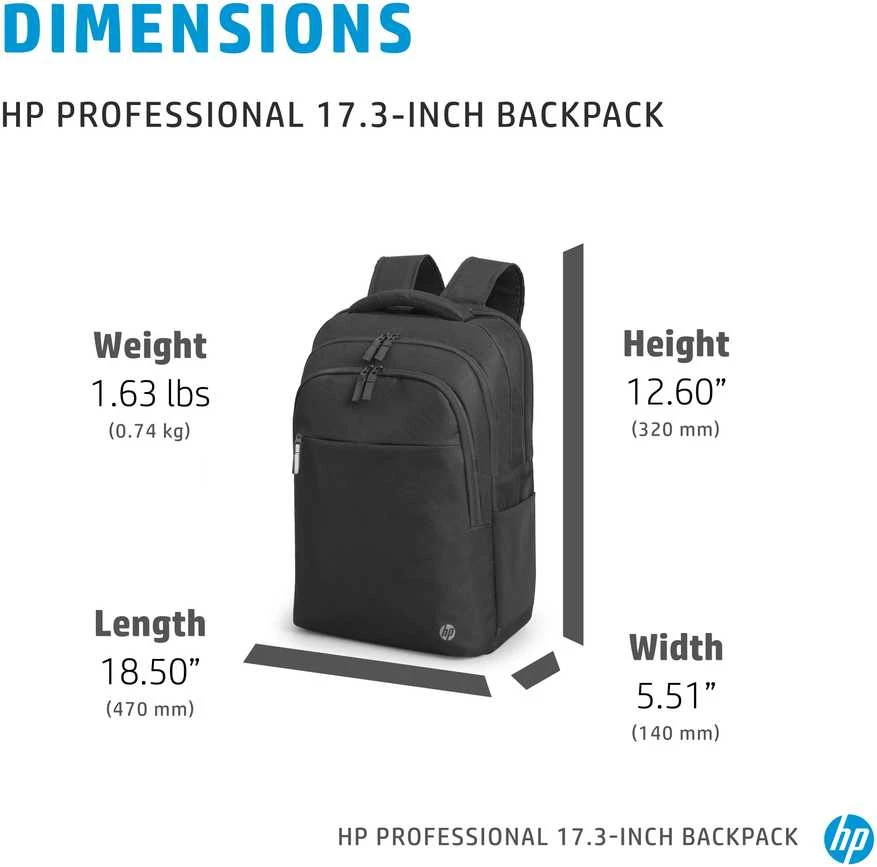 Hewlett Packard (HP) HP Professional 17.3 kuprinė su RFID/Bluetooth sekiklio kišene – juoda