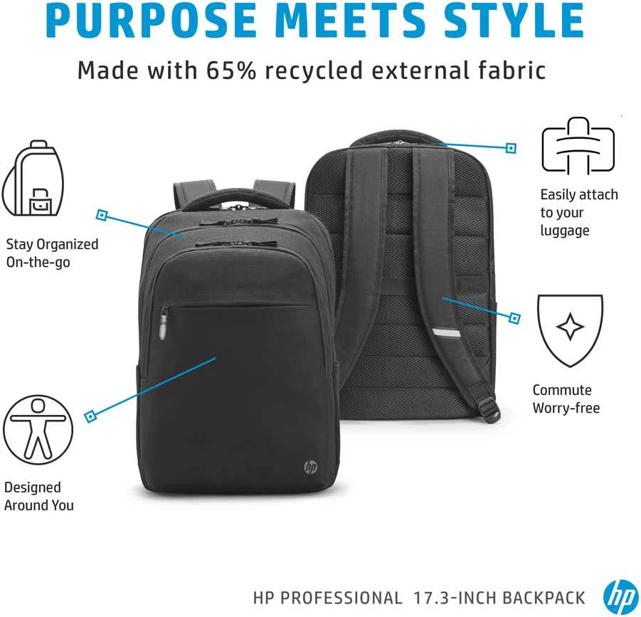 Hewlett Packard (HP) HP Professional 17.3 kuprinė su RFID/Bluetooth sekiklio kišene – juoda