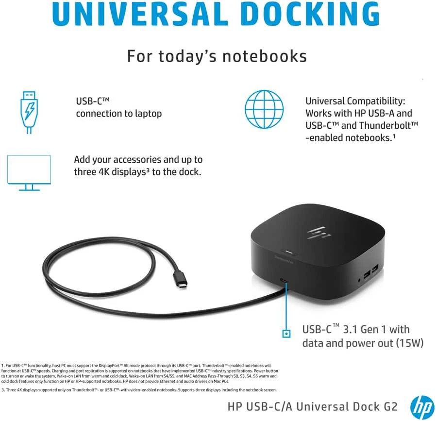 Hewlett Packard (HP) USB-C/A universalus dokas G2