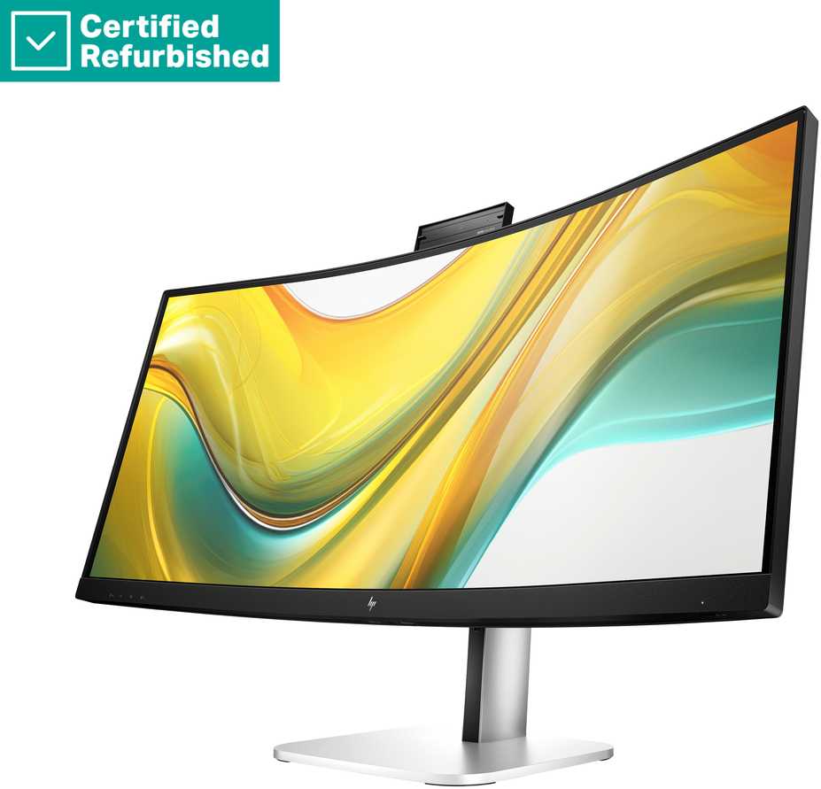 Hewlett Packard (HP) RENEW GOLD HP 534pm Series 5 Pro Curved Conferencing Monitorius - 34" 3440x1440 WQHD 400-nit 100Hz AG, Curved, VA, USB-C(100W)/USB-C(15W)/HDMI/DisplayPort, 3x USB-A, speakers, 5MP webcam, RJ-45 LAN, height adjustable/tilt/swivel, 1 metai (Atnaujinta)