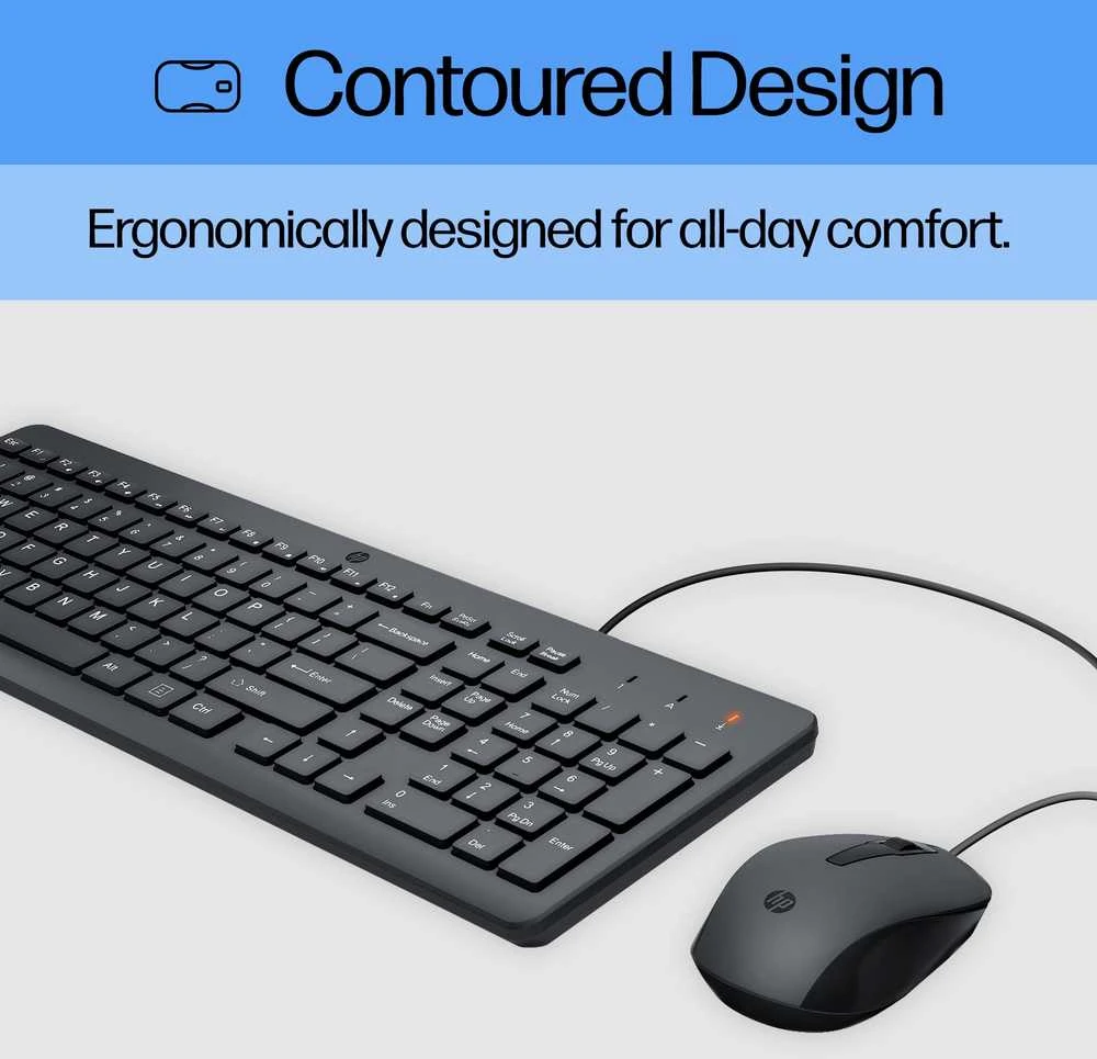 HP 150 USB su laidu Pelė Klaviatūra Combo - Juodas - US ENG