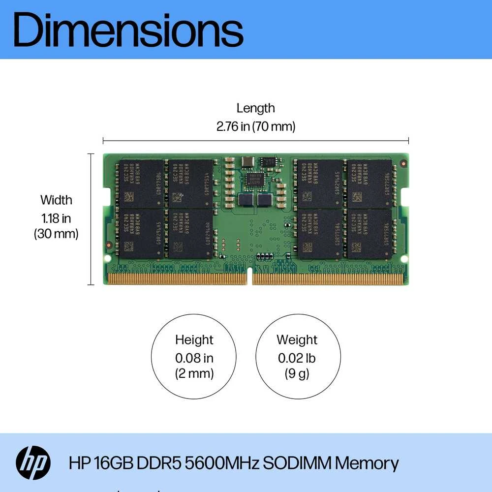 HP 16 GB 5600 MHz DDR5 SODIMM RAM atmintis, skirta HP nešiojamiesiems kompiuteriams / suderinama su G11