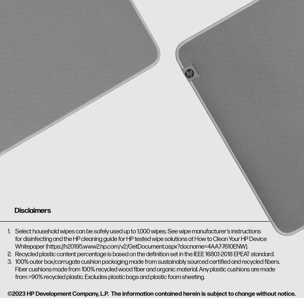 HP 205 Desk Mat/Pelė kilimėlis - Anti-Slip, Sanitizable, Spill-resistant - Pilkas, 70x30cm