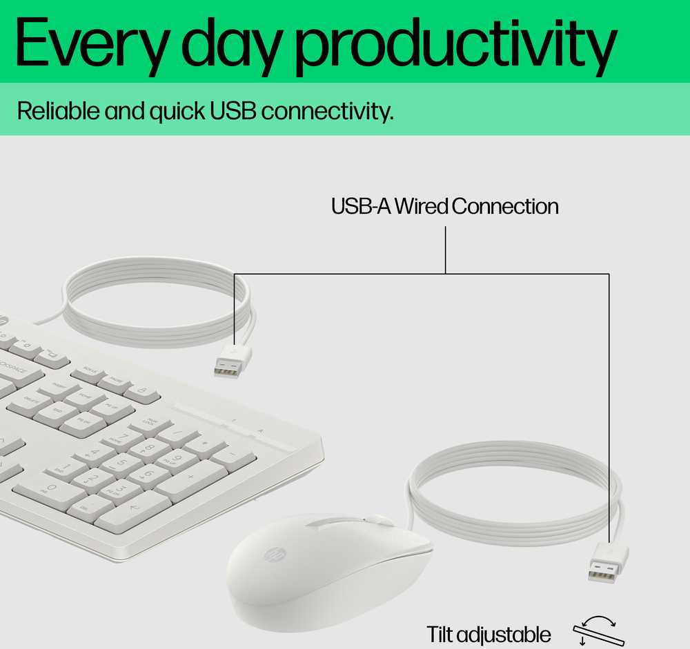 HP 225 G2 USB su laidu Pelė Klaviatūra Combo, Copilot Key - Cashmere Baltas - ESTONIAN