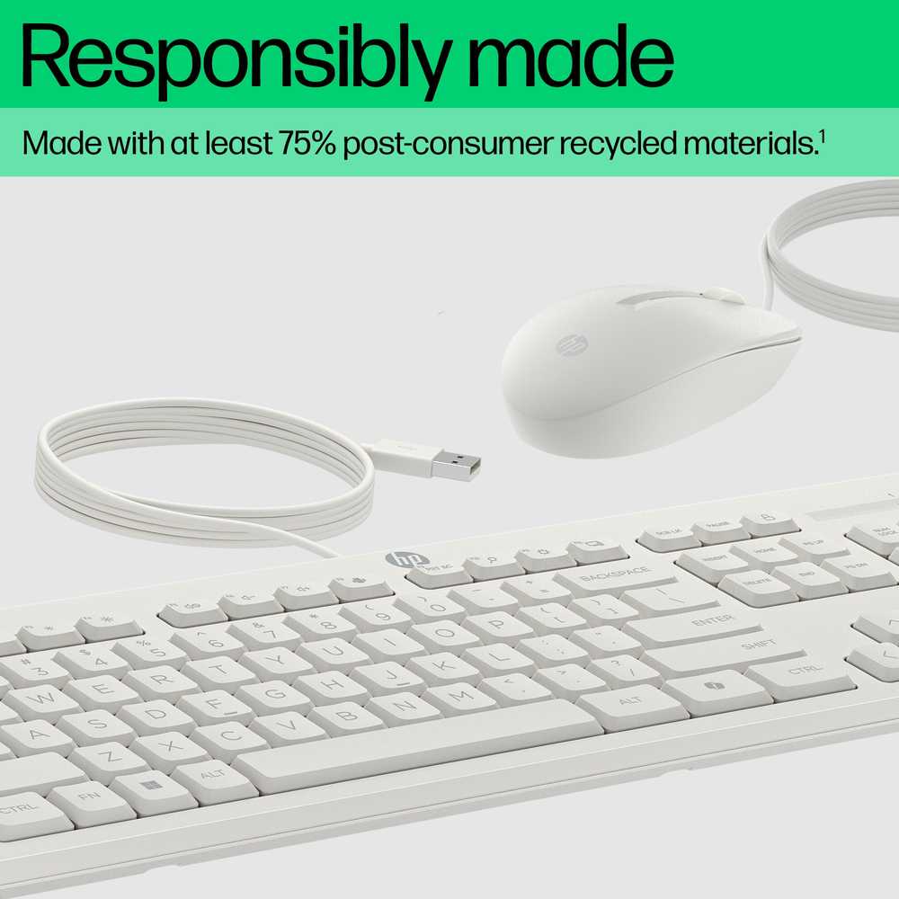 HP 225 G2 USB su laidu Pelė Klaviatūra Combo, Copilot Key - Cashmere Baltas - ESTONIAN