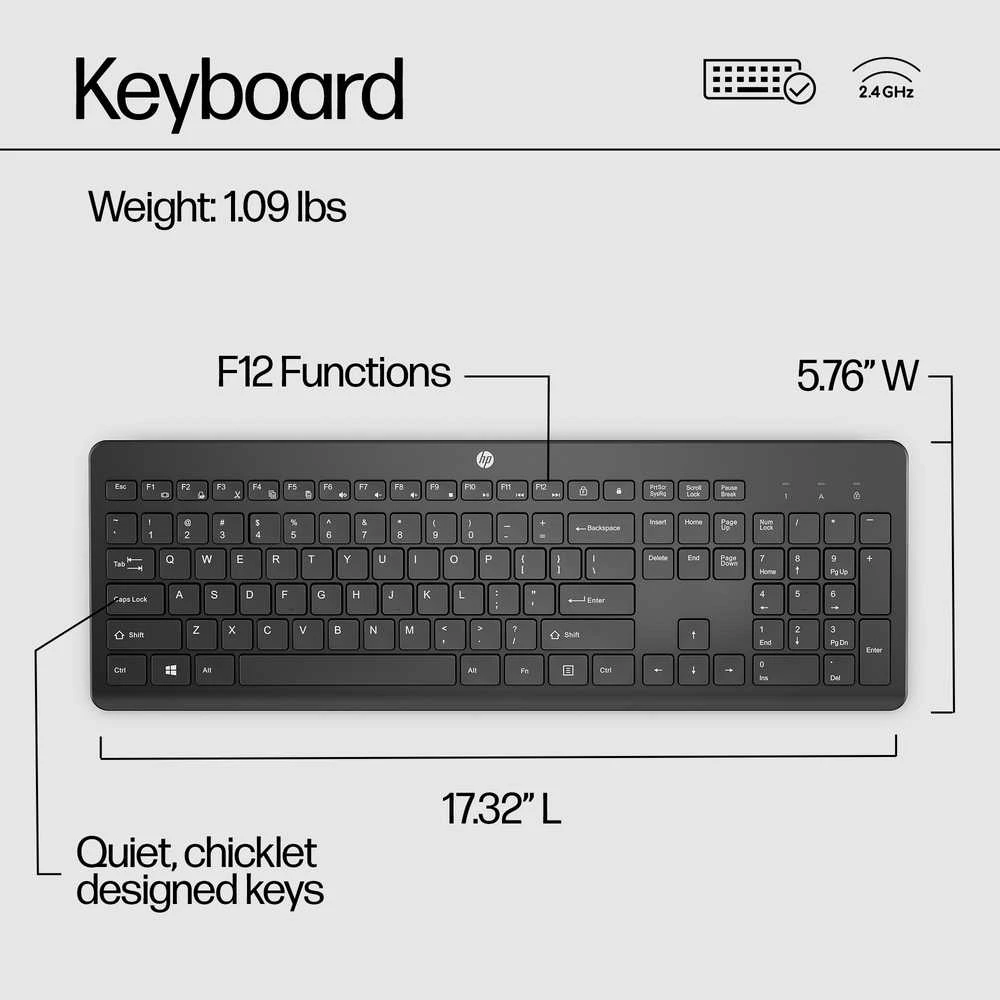 HP 230 Belaidė klaviatūra - Juodas - US ENG