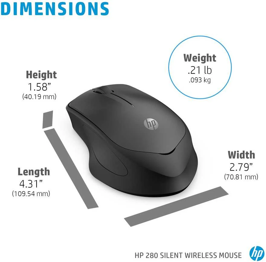 Belaidė pelė HP 280 Silent, juoda