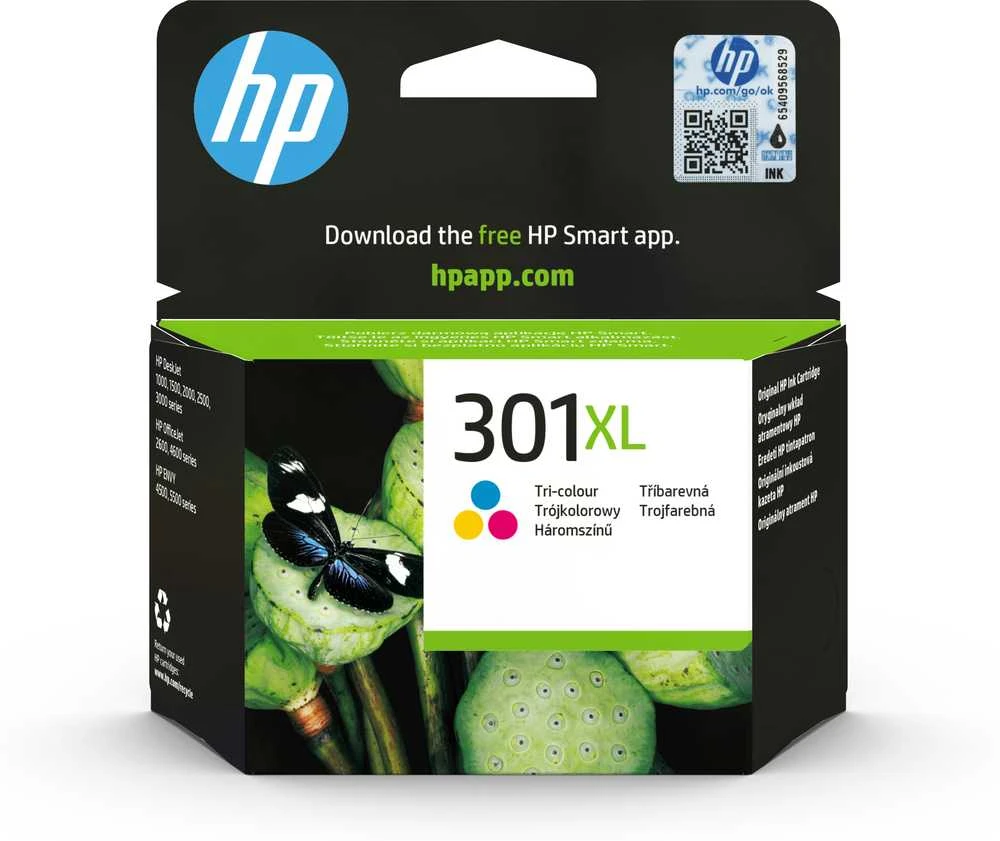 Hewlett Packard (HP) HP 301XL didelės talpos trijų spalvų rašalo kasetė, 330 puslapių, skirta HP Deskjet 1000, 1050, 2050, 3000, 3050
