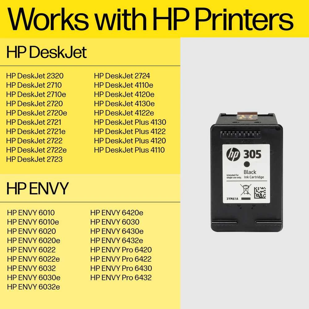 Hewlett Packard (HP) HP 305 trispalvės rašalo kasetės, 100 puslapių, skirtos HP DeskJet 2300, 2710, 2720, Plus 4100