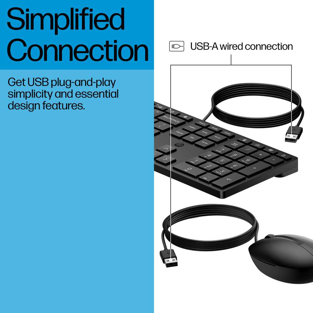 Hewlett Packard (HP) HP 320MK USB su laidu Pelė Klaviatūra Combo - Juodas - US/RUS