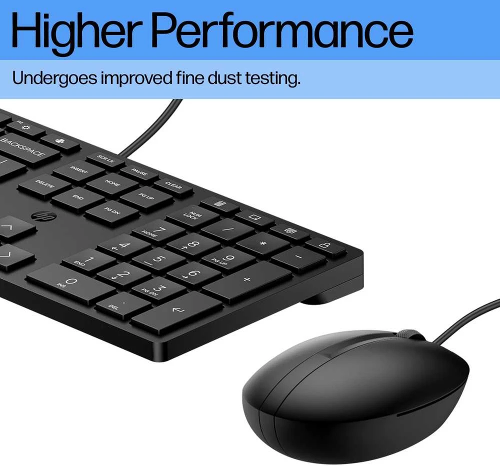HP 320MK USB su laidu Pelė Klaviatūra Combo, spill resistant – Juodas - US ENG