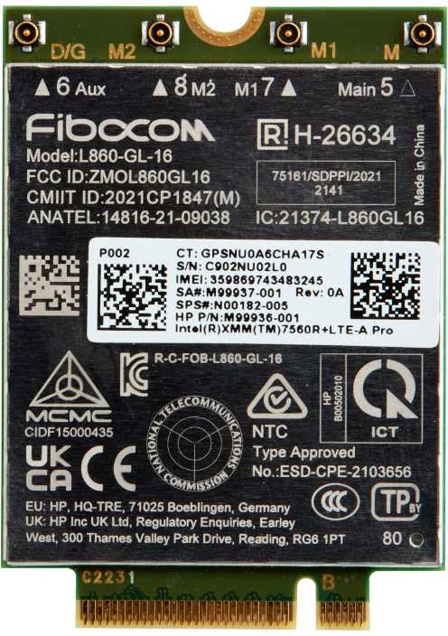 HP 4G LTE modemas m.2 WWAN Cat 16 L860-GL-16 Mobile Broadband Cellular (suderinamas su WWAN parengtu EliteBook 630 640 645 660 665 830 835 840 845 860 865 1040 40 40 1040 465 G11, ZBook Firefly Fury Power 14 16 G11 G11A)