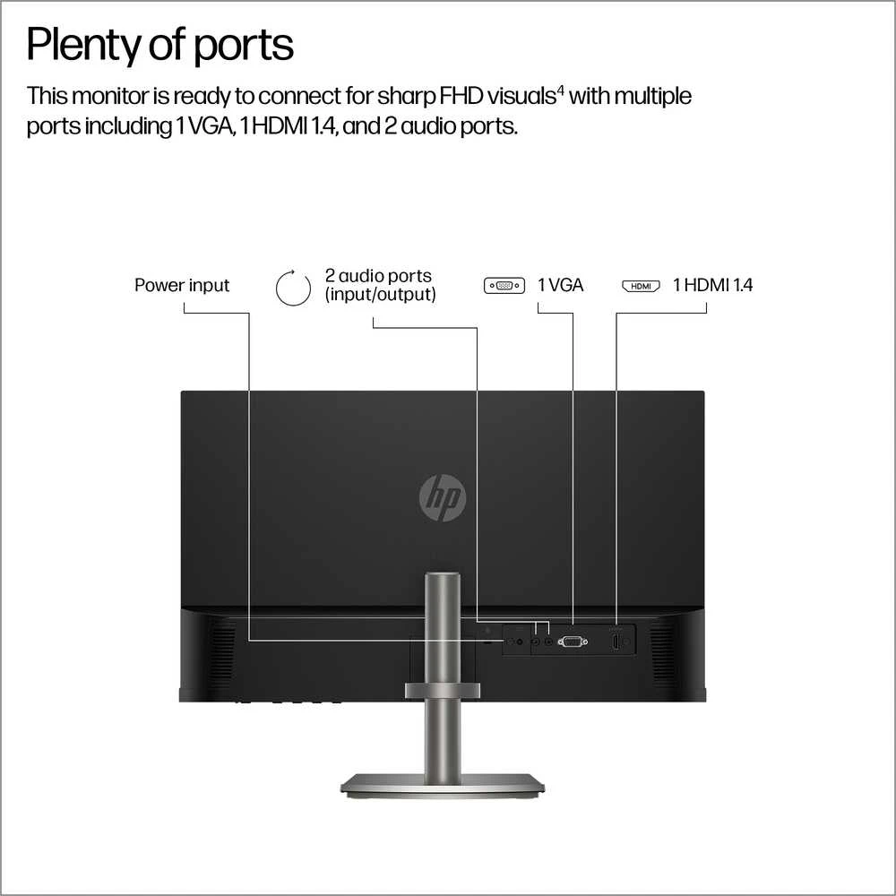 „HP 524da“ 5 serijos FHD monitorius – 23,8 colio 1920 x 1080 FHD 300 nitų 100 Hz AG, IPS, HDMI/VGA, garsiakalbiai, reguliuojamo aukščio/pakreipimo, 3 metai