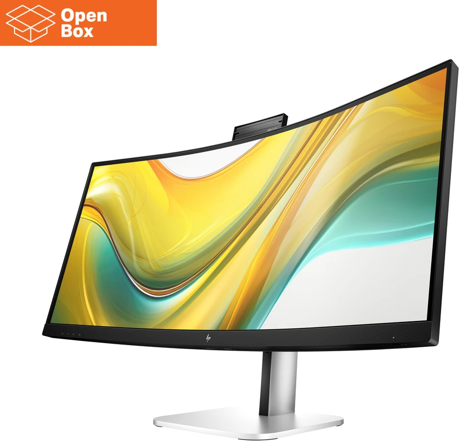 HP 534pm Series 5 Pro WQHD USB-C Curved Conferencing Monitorius - OPENBOX - 34" 3440x1440 WQHD 400-nit AG, VA, USB-C(100W/15W)/HDMI/DisplayPort, 3x USB-A, speakers, 5MP webcam, RJ-45 LAN, height adjustable/tilt/swivel, 3 metai (replaces E34m)