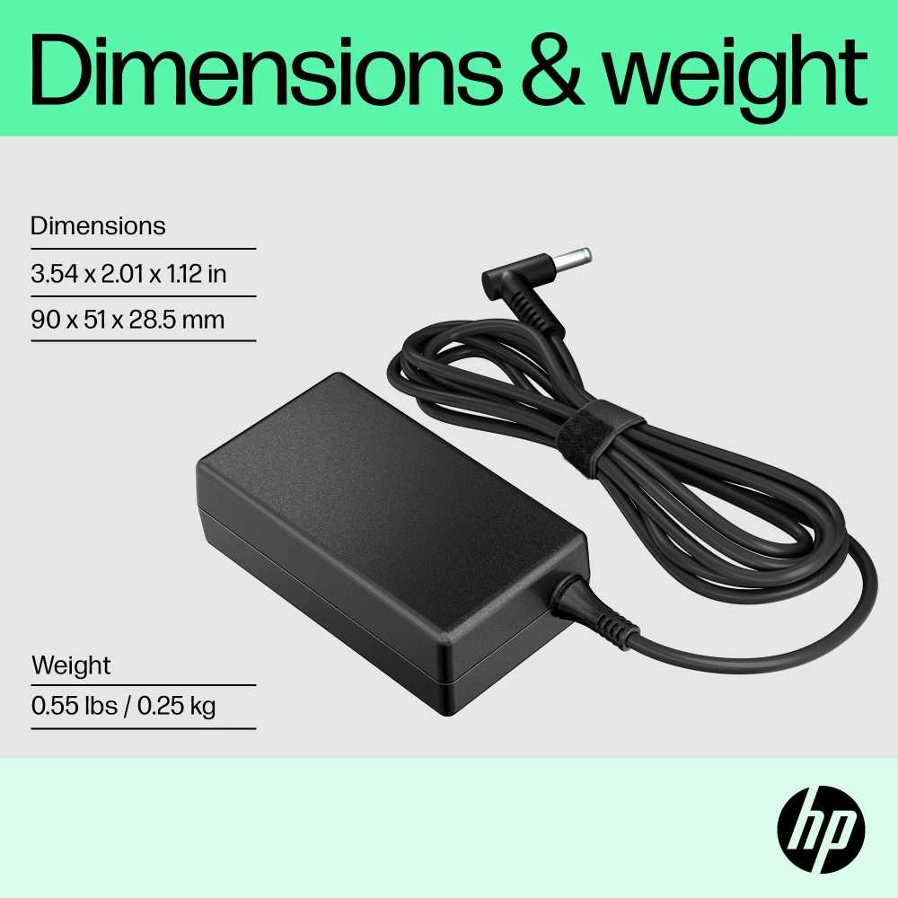 Hewlett Packard (HP) HP 65 W išmanusis kintamosios srovės maitinimo adapteris – nešiojamojo kompiuterio įkroviklis, 4,5 mm jungtis su 7,4 mm adapteriu / tinka HP 200 serijos, „ProBook 400/600“ serijos, „EliteBook 700/800“ serijos kompiuteriams