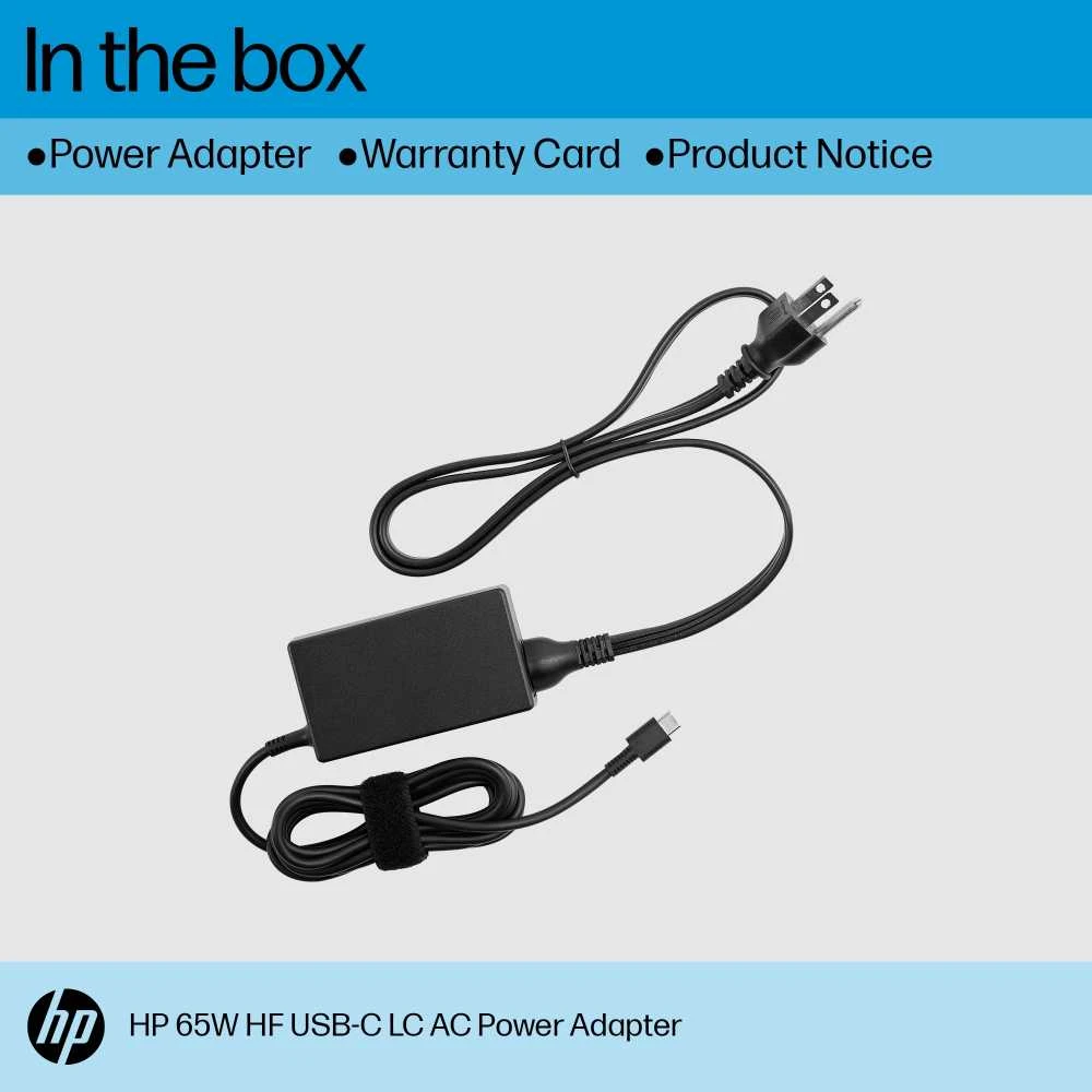 HP 65W USB-C AC LC maitinimo adapteris, nešiojamojo kompiuterio įkroviklis, be halogenų