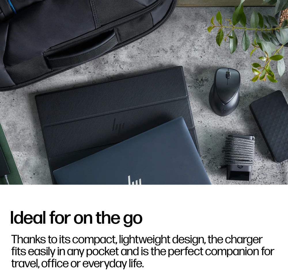 HP 65 W USB-C plonas kintamosios srovės maitinimo adapteris Kelioninis nešiojamojo kompiuterio įkroviklis / tinka ProBook 440 450 445 455, EliteBook 630 640 650 660 645 655 665 830 840 850 860 835 56485 x 3485 G6 G7 G8 G9 G10 G11, laumžirgis