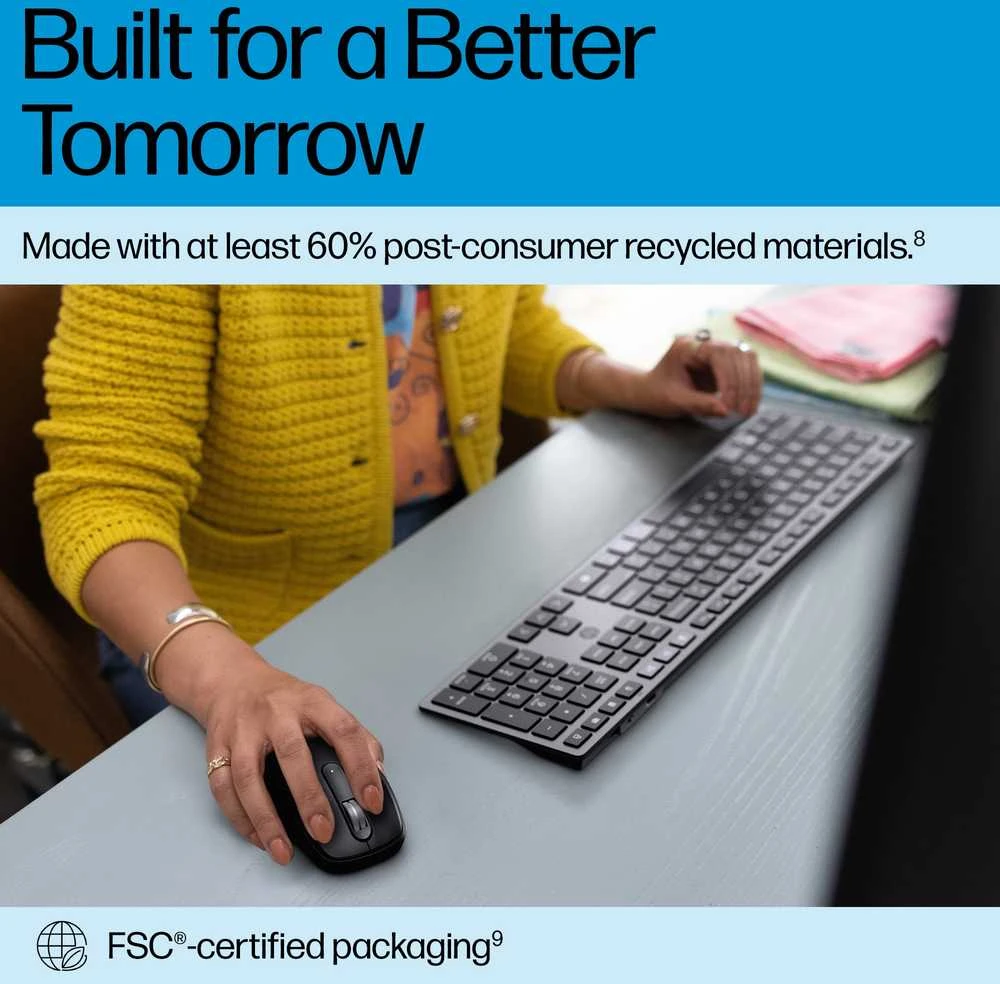 HP 725 Belaidė klaviatūra - Multi-Device, Dual-Mode, Programmable, Rechargeable - Nightfall Juodas, spill resistant - ENG
