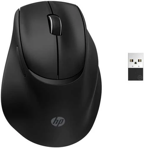 HP 725M superkondensatorinis ergonomiškas pakreipimo belaidis „Bluetooth“ pelė - programuojamas, daugiapaviršinis, daugiaįrenginis, dviejų režimų, itin greitai įkraunamas, pusiau vertikalus pakreipimas, patogus silikoninis - Juodas