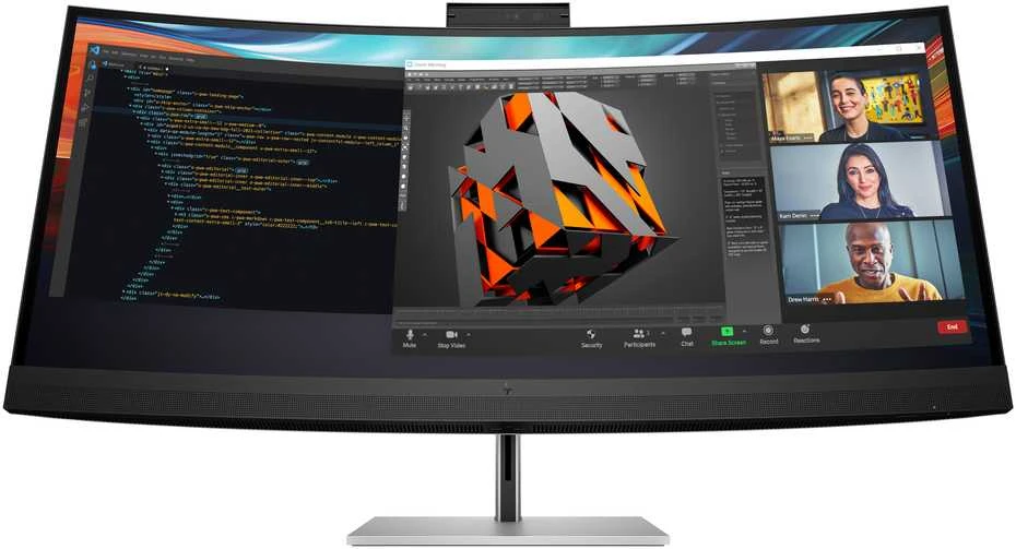 Hewlett Packard (HP) HP 740pm Series 7 Pro 5K Curved Conferencing Monitorius – 39,7 colio 5120 x 2160 WUHD 300 nitų 60 Hz AG, lenktas, IPS, 2 x USB-C (100 W)/HDMI/DisplayPort, 4 x USB-A, žiniatinklio kamera, R13-5 MP4 , reguliuojamo aukščio / pakreipimo / pasukimo, 3 metai (pakeičia Z40c G3)