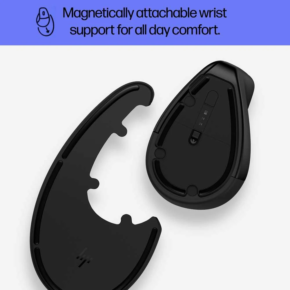 Hewlett Packard (HP) HP 925 Ergonomic Vertical Wireless Bluetooth Pelė - Detachable Riešo atrama, Multi-Surface - Juodas
