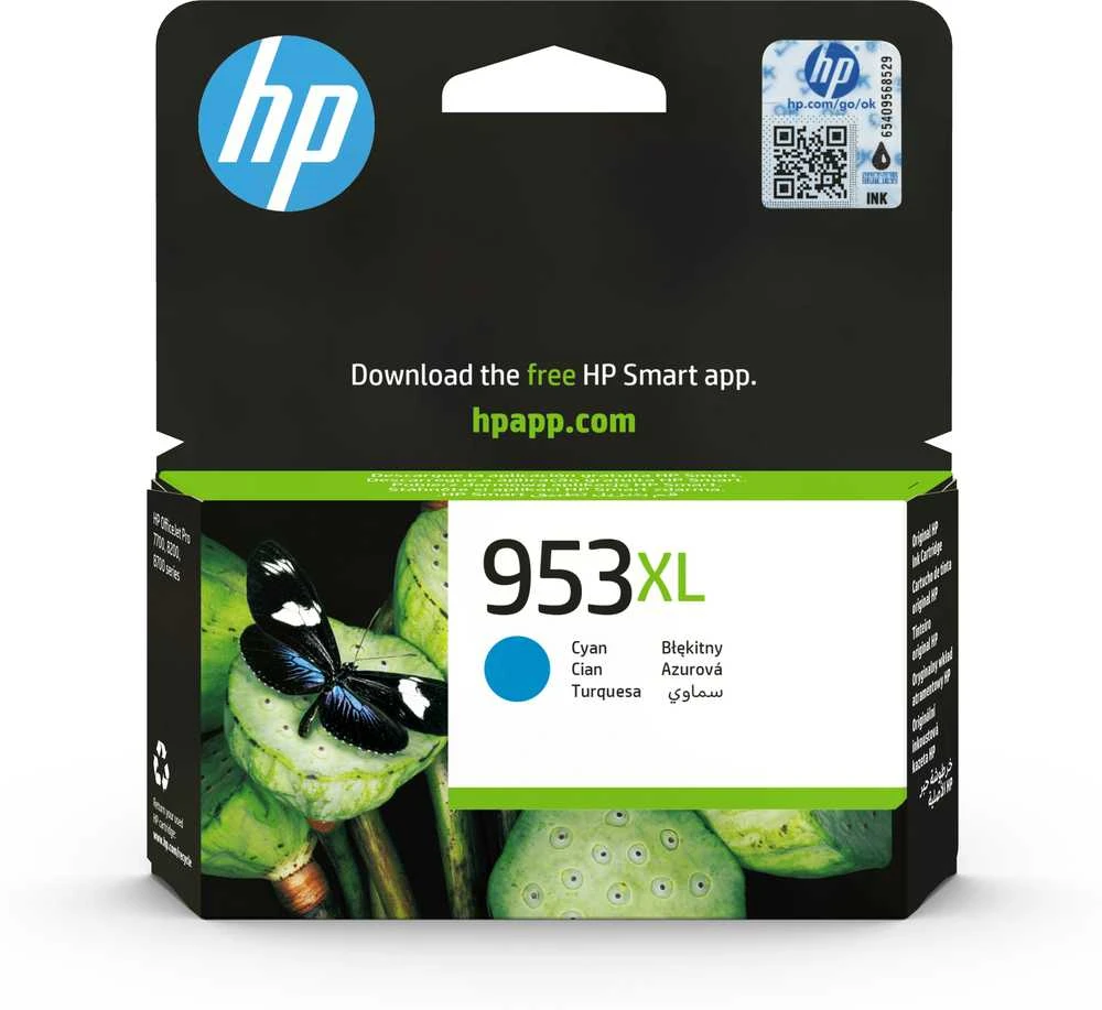 Hewlett Packard (HP) HP 953XL didelio našumo žalsvai mėlynos spalvos rašalo kasetė, 1600 puslapių, skirta HP OfficeJet Pro 8218,8710,8720,8730,8740