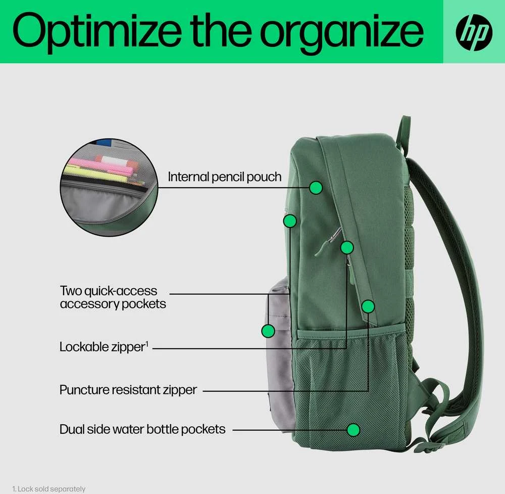 Hewlett Packard (HP) HP Campus 15.6 Backpack - 17 Liter Capacity - Lavender, Rožinė