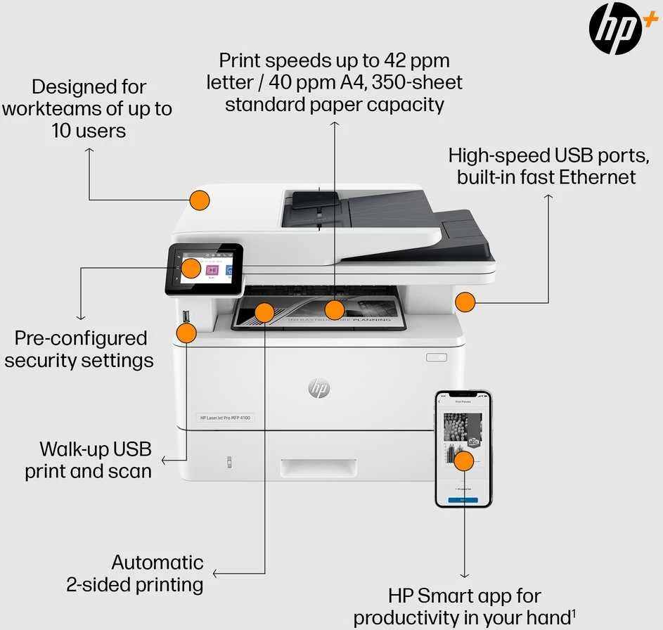 Daugiafunkcinis spausdintuvas HP LaserJet Pro 4102FDN (2Z623F)