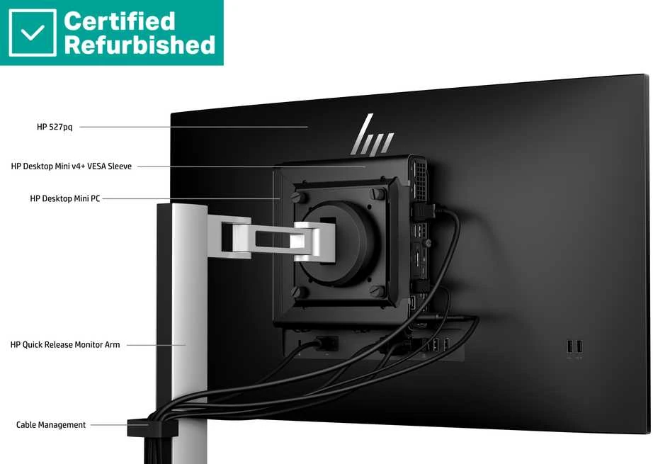 Hewlett Packard (HP) RENEW Sidabrinis HP 527pq Series 5 Pro QHD Monitorius - 27" 2560x1440 QHD 350-nit 100Hz AG, IPS, HDMI/DisplayPort, 4x USB-A, height adjustable/tilt/swivel/pivot, 1 metai (replaces E27q G5) (Atnaujinta)