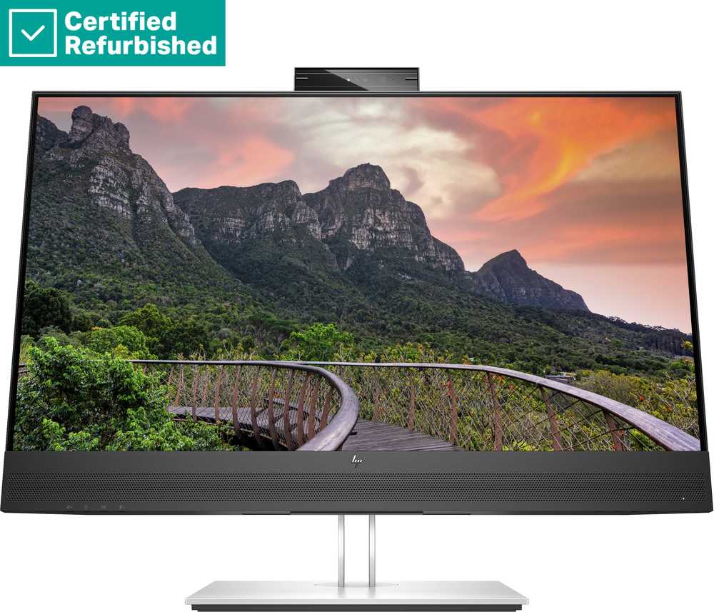 Hewlett Packard (HP) RENEW GOLD HP E27m G4 QHD Conferencing Monitorius - 27" 2560x1440 QHD 300-nit 75Hz AG, IPS, USB-C(65W)/HDMI/DP Daisy-Chain, 4x USB-A, speakers, 5MP IR cam, RJ-45 LAN, height adjustable/tilt/swivel/pivot, 1 metai (Atnaujinta)