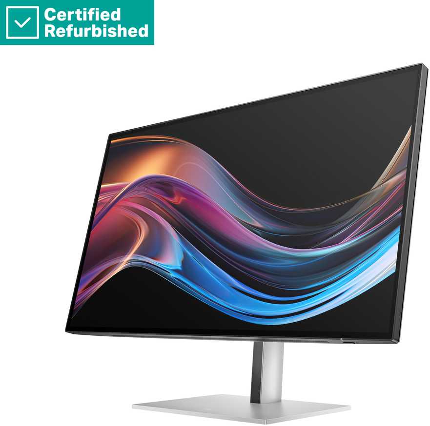 Hewlett Packard (HP) RENEW Sidabrinis HP 727pk Series 7 Pro 4K Charging Monitorius-27" 3840x2160 UHD 400-nit 60Hz AG, IPS Juodas HDR 400, USB-C(100W/15W)/HDMI/DisplayPort Daisy-Chain, 5x USB-A, RJ-45 LAN, height adjustable/tilt/swivel/pivot, 1 metai (replaces Z27k G3) (Atnaujinta)