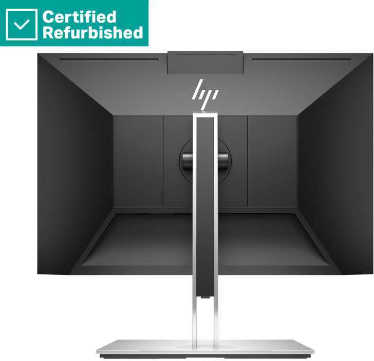 Hewlett Packard (HP) RENEW Sidabrinis HP E24m G4 FHD Conferencing Monitorius - 23.8" 1920x1080 FHD 300-nit 75Hz AG, IPS, USB-C(65W)/HDMI/DisplayPort Daisy-Chain, 4x USB-A, speakers, 5MP webcam, RJ-45 LAN, height adjustable/tilt/swivel/pivot, 1 metai (Atnaujinta)