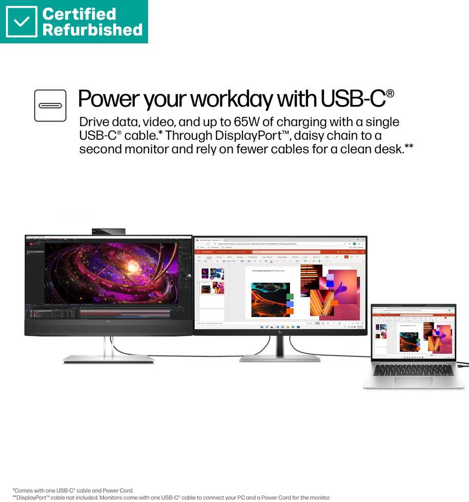 Hewlett Packard (HP) RENEW Sidabrinis HP E24m G4 FHD Conferencing Monitorius - 23.8" 1920x1080 FHD 300-nit 75Hz AG, IPS, USB-C(65W)/HDMI/DisplayPort Daisy-Chain, 4x USB-A, speakers, 5MP webcam, RJ-45 LAN, height adjustable/tilt/swivel/pivot, 1 metai (Atnaujinta)